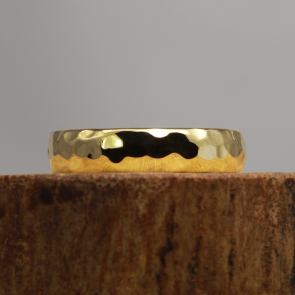 Eco Gold Hammered Wedding Ring