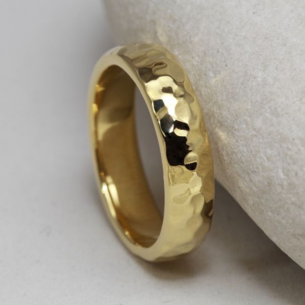 Ethical Gold Hammered Wedding Ring