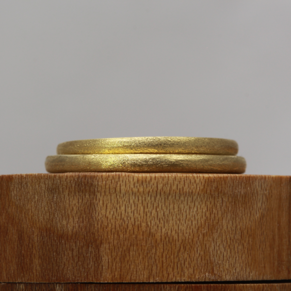 Handmade Gold Rings with a Etched Finish
