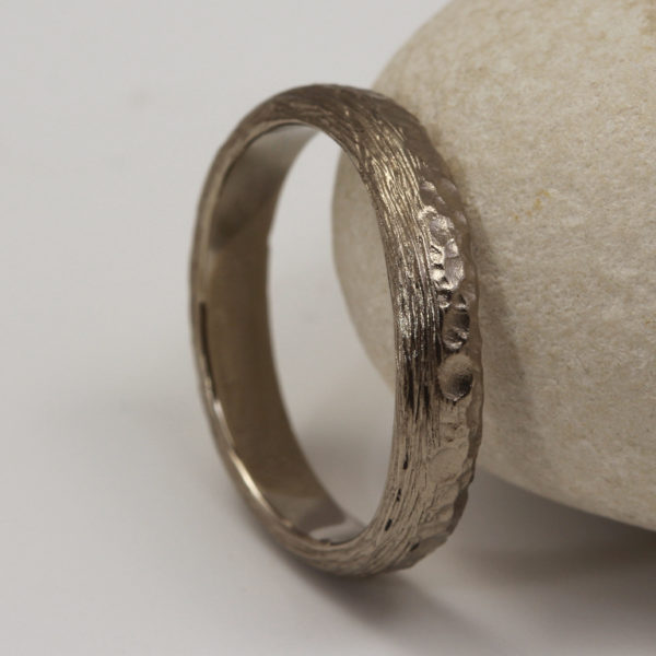 Ethical 18ct White Gold Textured Wedding Ring
