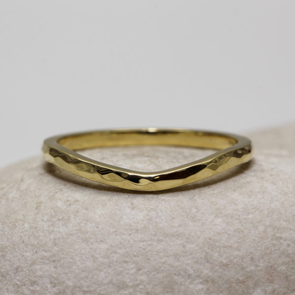 Eco Hammered Curved wedding ring