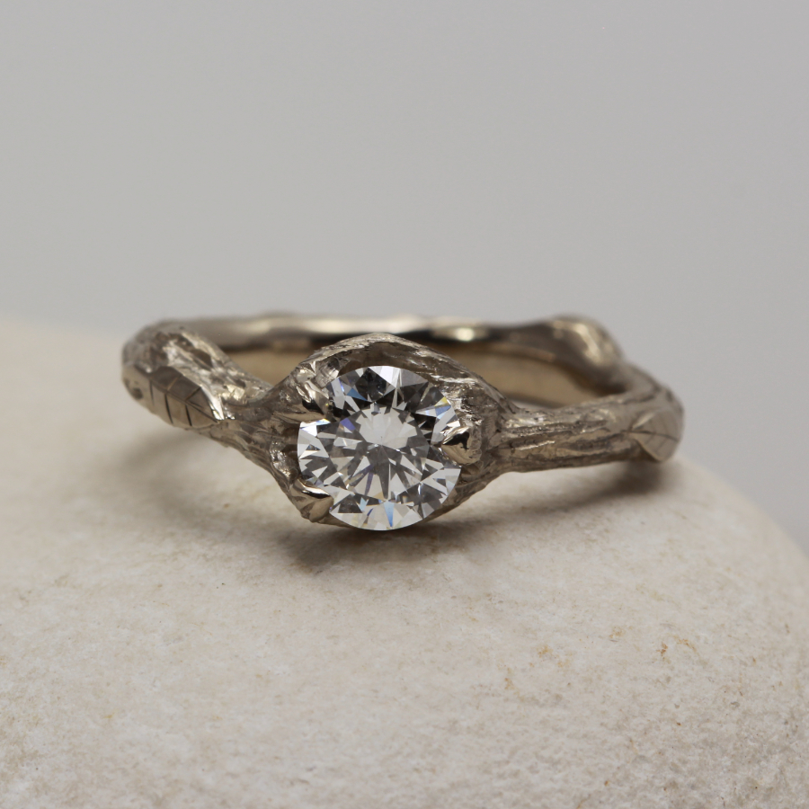 Vintage & nature inspired halo engagement ring