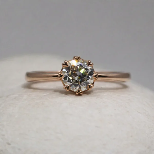 The Avon: Handmade 14ct Rose Gold Crown Set Diamond or Moissanite Engagement Ring