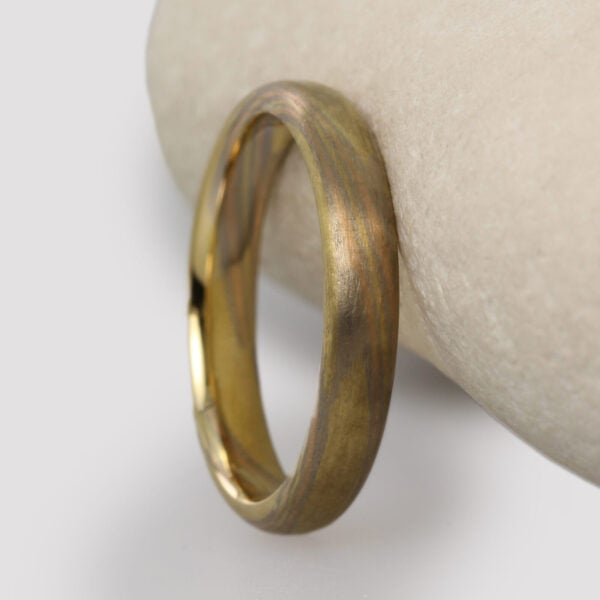 The Hayakawa: 3mm 18ct Yellow Gold Wedding Ring with White and Rose Gold