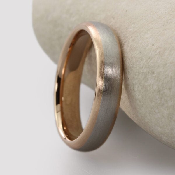 The Ardle: 4mm 18ct Rose Gold Wedding Ring with Platinum Inlay