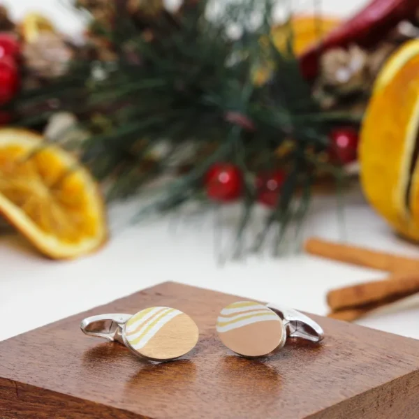 Handmade Oval Mokume Gane Cufflinks