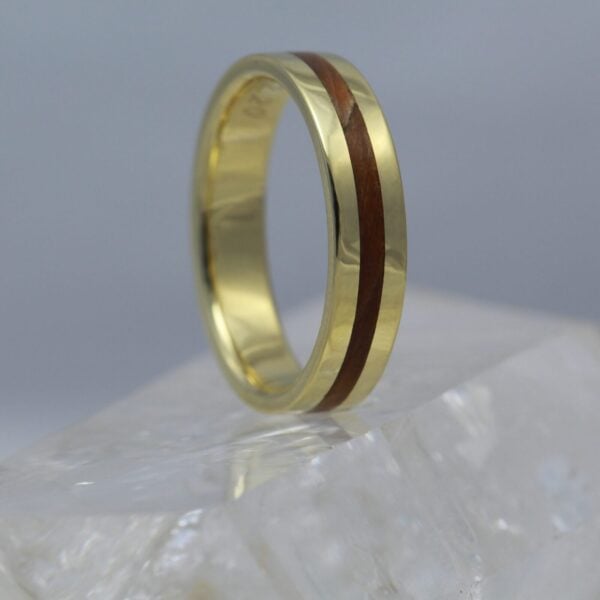 The Turret: Ethical 18ct Gold Ring with Wood Inlay