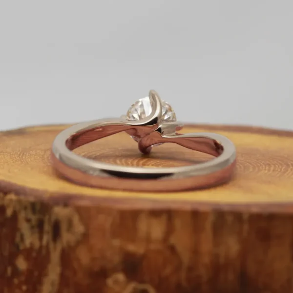 The Flour: Ethical Diamond or Moissanite 18ct Rose Gold Twisted Prong Engagement Ring