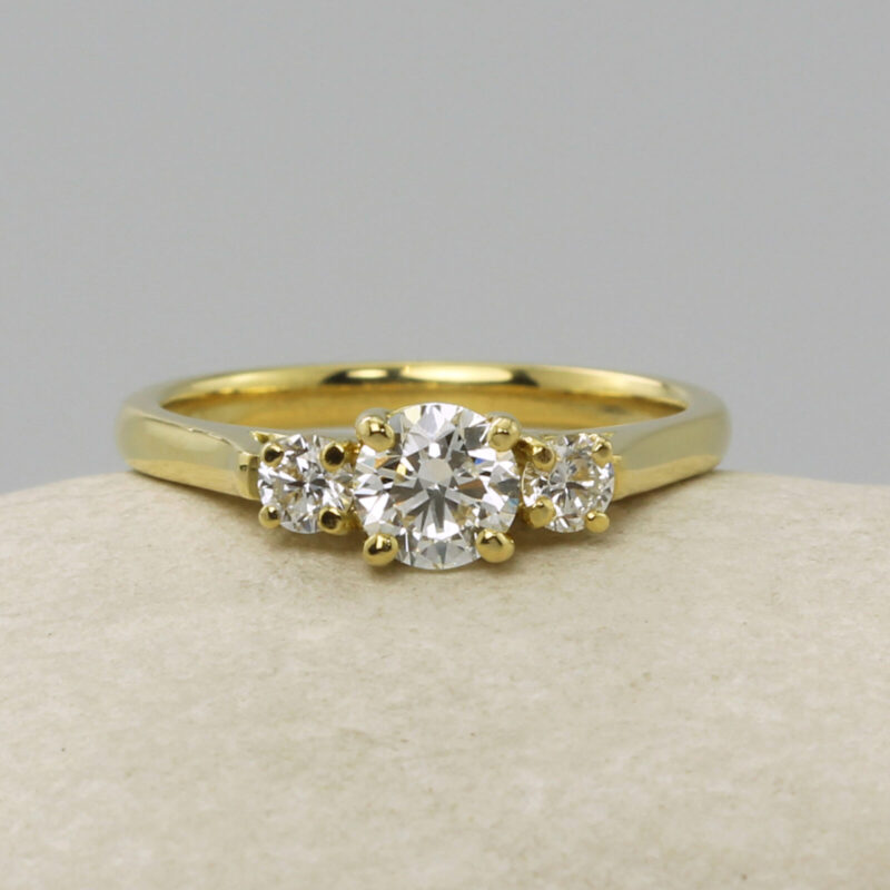 Handmade 14ct Yellow Gold Trilogy Engagement Ring