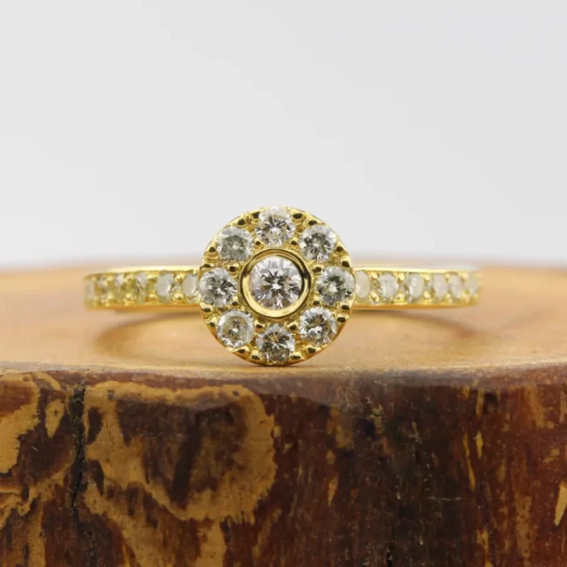 Bespoke 18ct Gold Wedfit Halo Engagement Ring