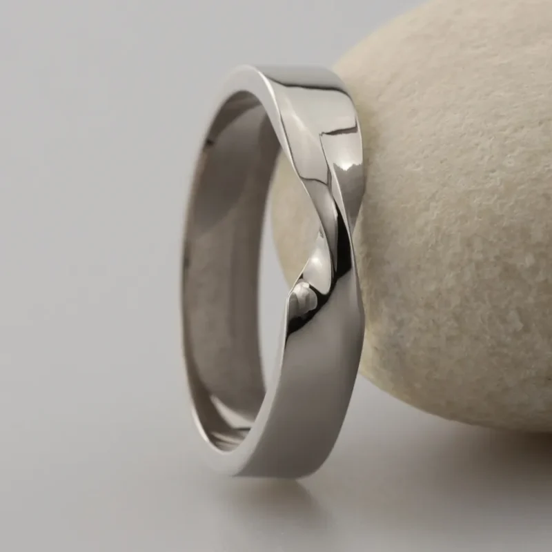 Recycled Platinum Wedding Band with Twist