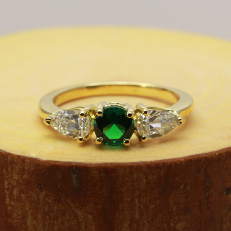 Ethical Emerald Three Stone Engagement Ring