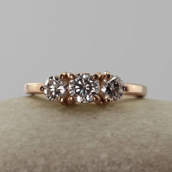 The Torridge: Ethical 18ct Rose Gold Diamond or Moissanite Trilogy Engagement Ring