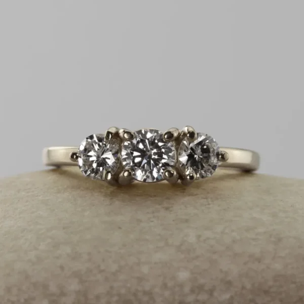 The Torridge: Ethical 18ct White Gold Diamond or Moissanite Trilogy Engagement Ring