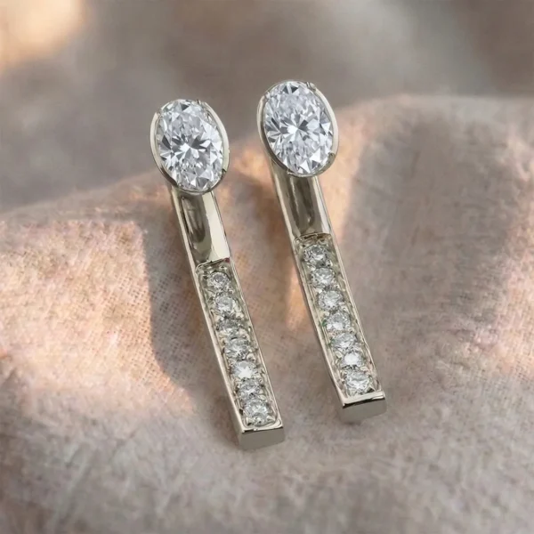 The Cairngorms Diamond or Moissanite Bar Stud Earrings 1.2 ctw: 950 Platinum