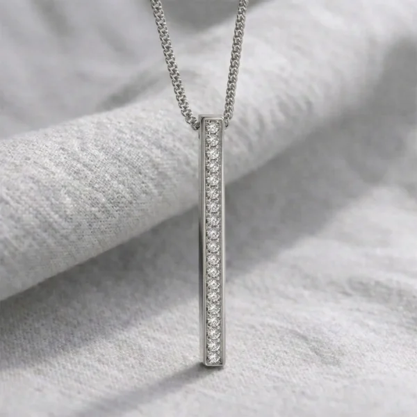 The Cairngorms Diamond or Moissanite Bar Necklace: 950 Platinum