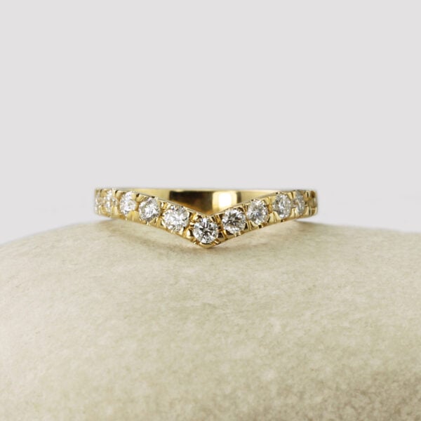 The Glass: 2.3mm Eco 18ct Gold Diamond Bespoke Wishbone Ring