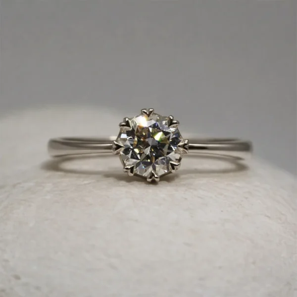 The Avon: Handmade 14ct White Gold Crown Set Diamond or Moissanite Engagement Ring