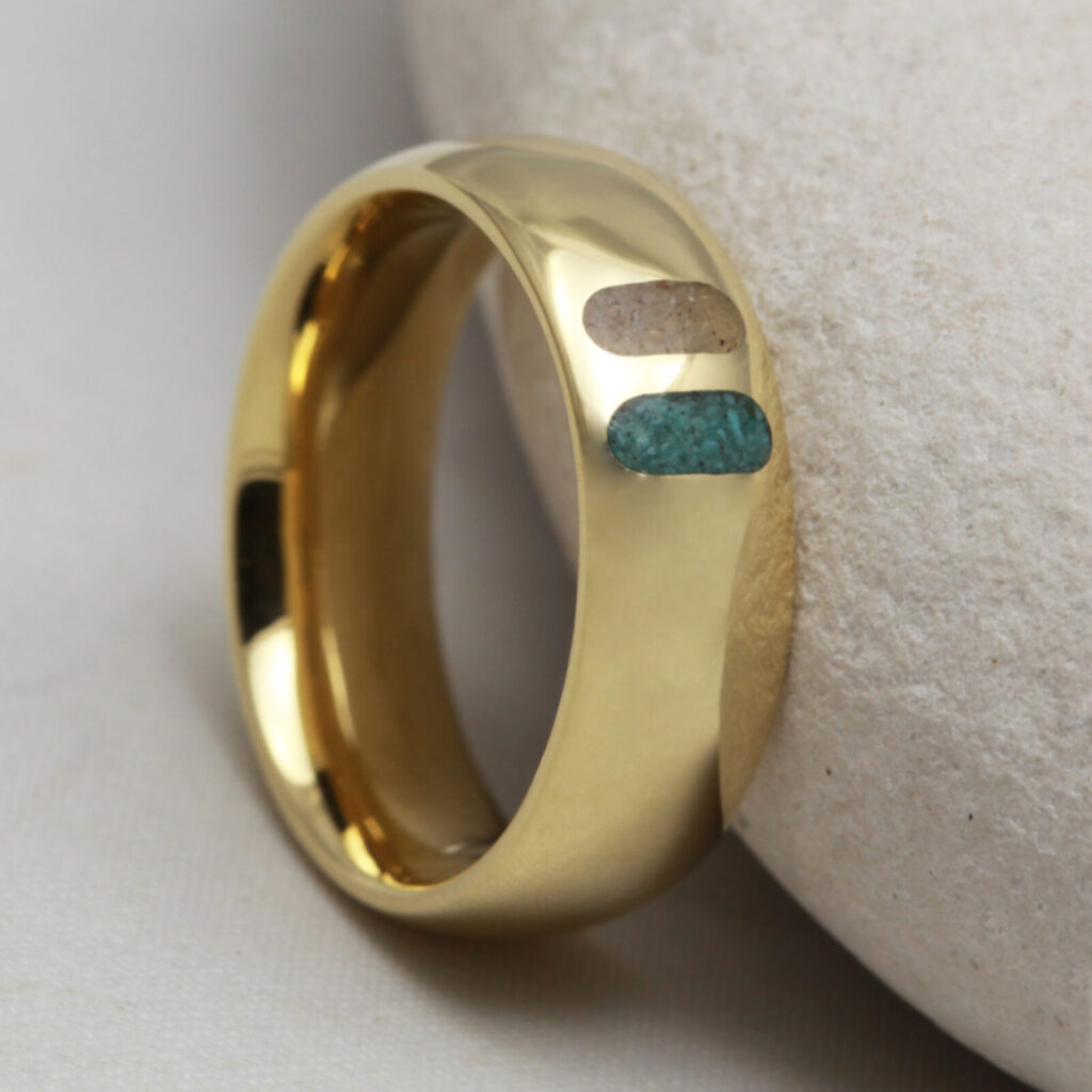 Turqoise Smoky Quartz Inlay Ring Handmade Inlay Rings J&E