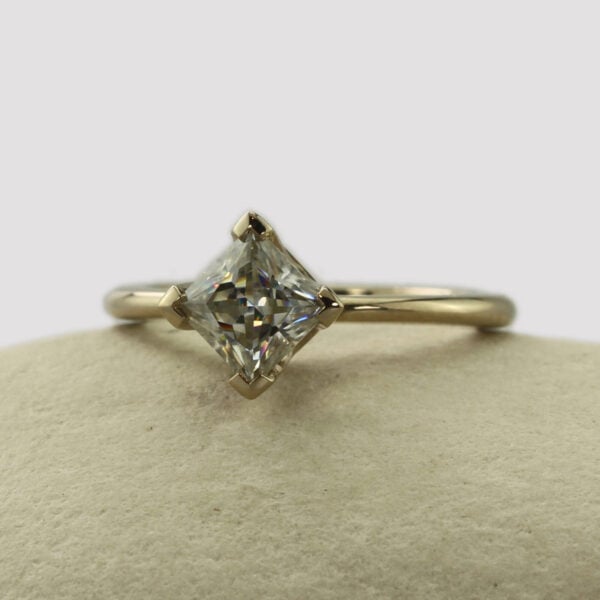 The Modified Lecavney: 18ct White Gold 0.80ct Princess Moissanite Engagement Ring