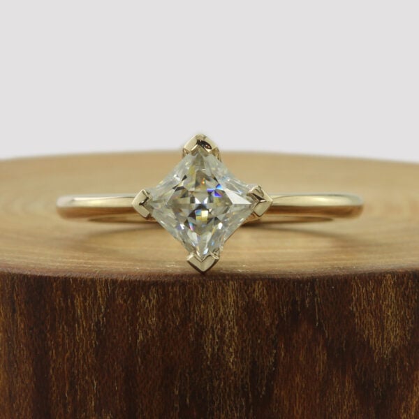 The Modified Lecavney: 18ct White Gold 0.80ct Princess Moissanite Engagement Ring