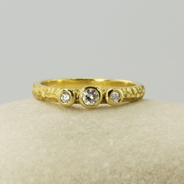 The White: 18ct Yellow Gold Diamond or Moissanite Trilogy Engagement Ring