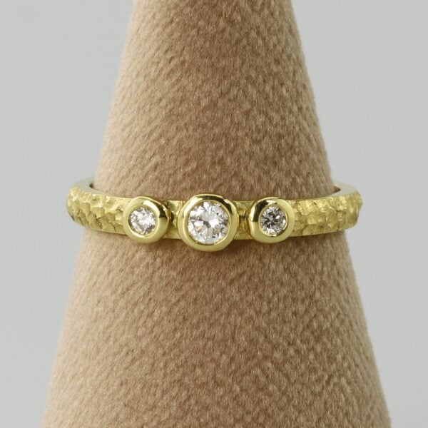 The White: 18ct Yellow Gold Diamond or Moissanite Trilogy Engagement Ring