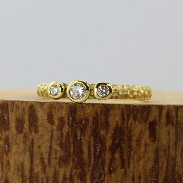 The White: 14ct Yellow Gold Diamond or Moissanite Trilogy Engagement Ring