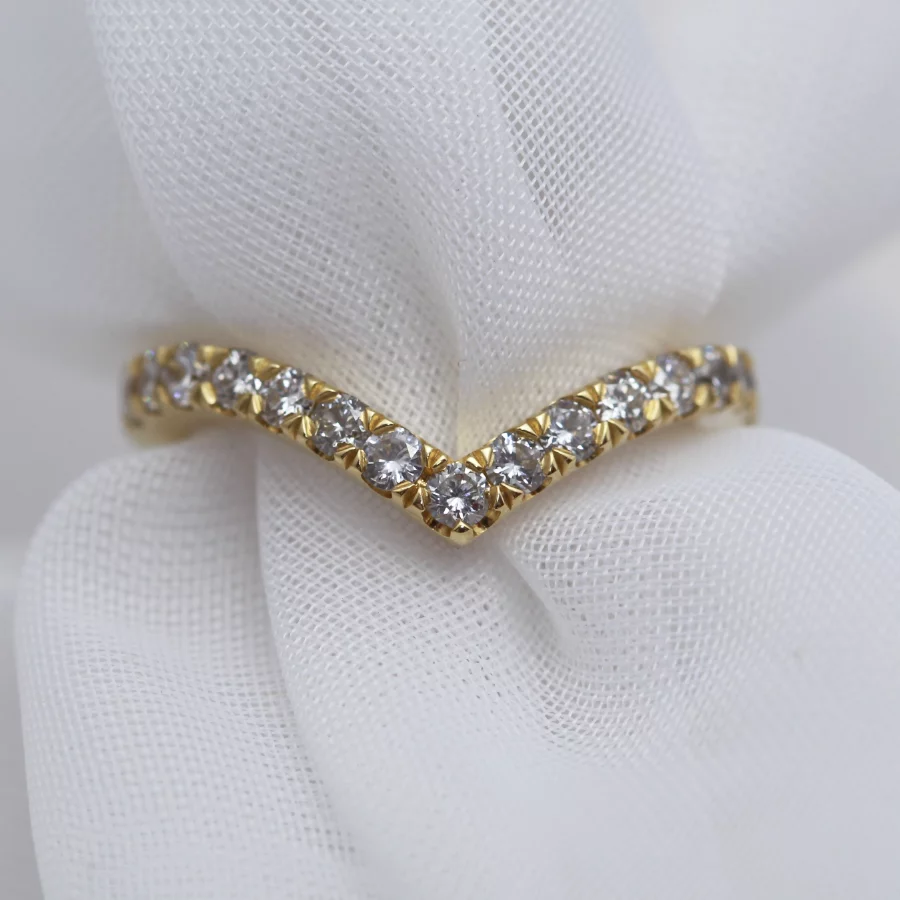 The Glass: Eco 14ct Yellow Gold Diamond Bespoke Wishbone Ring