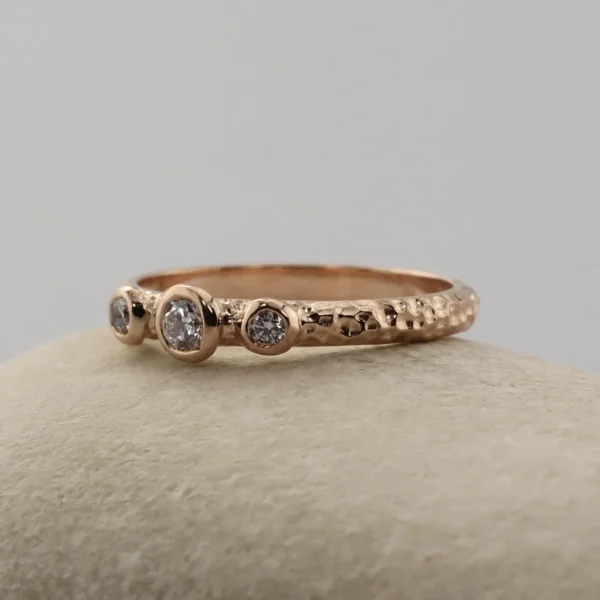 The White: 14ct Rose Gold Diamond or Moissanite Trilogy Engagement Ring