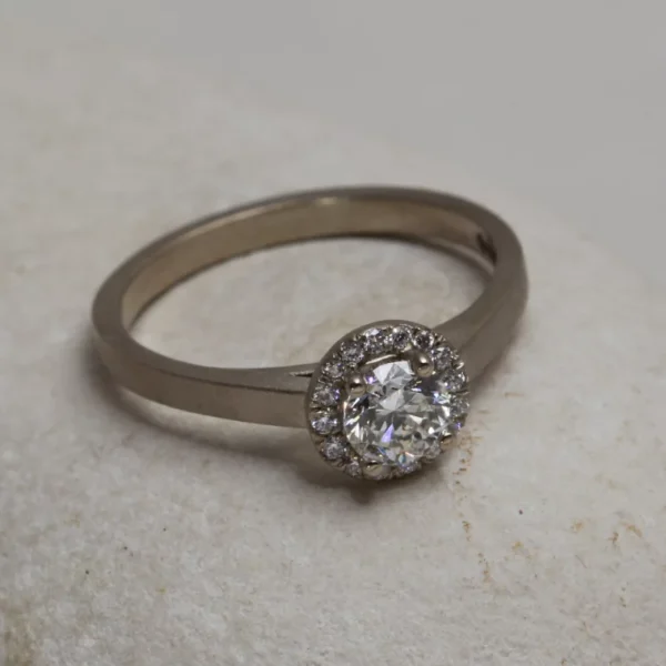 The Shira: Handmade 18ct White Gold Diamond or Moissanite Halo Engagement Ring