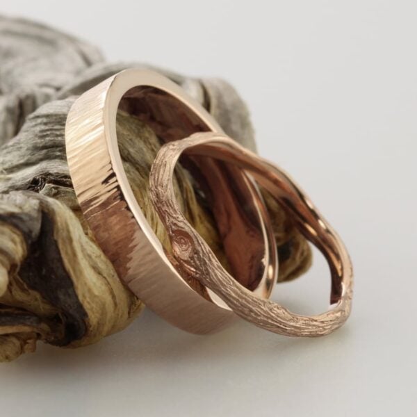 The Twig and Bark: Handmade 18ct Rose Gold Wedding Ring Set