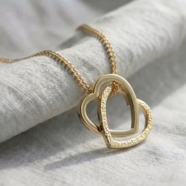 Handmade 18ct Yellow Gold Linked Open Hearts Pendant