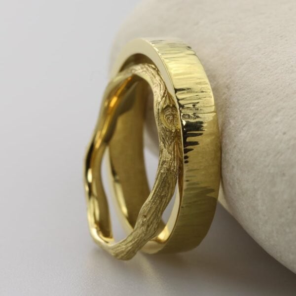 The Twig and Bark: Handmade 18ct Yellow Gold Wedding Ring Set