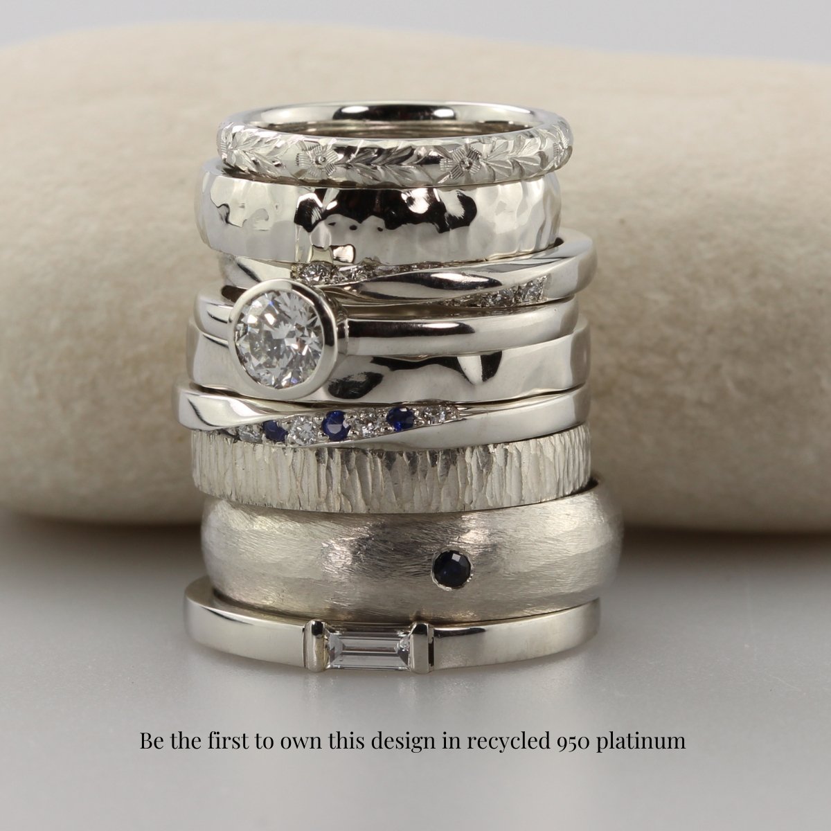 The Glass: Eco 950 Platinum Diamond Bespoke Wishbone Ring