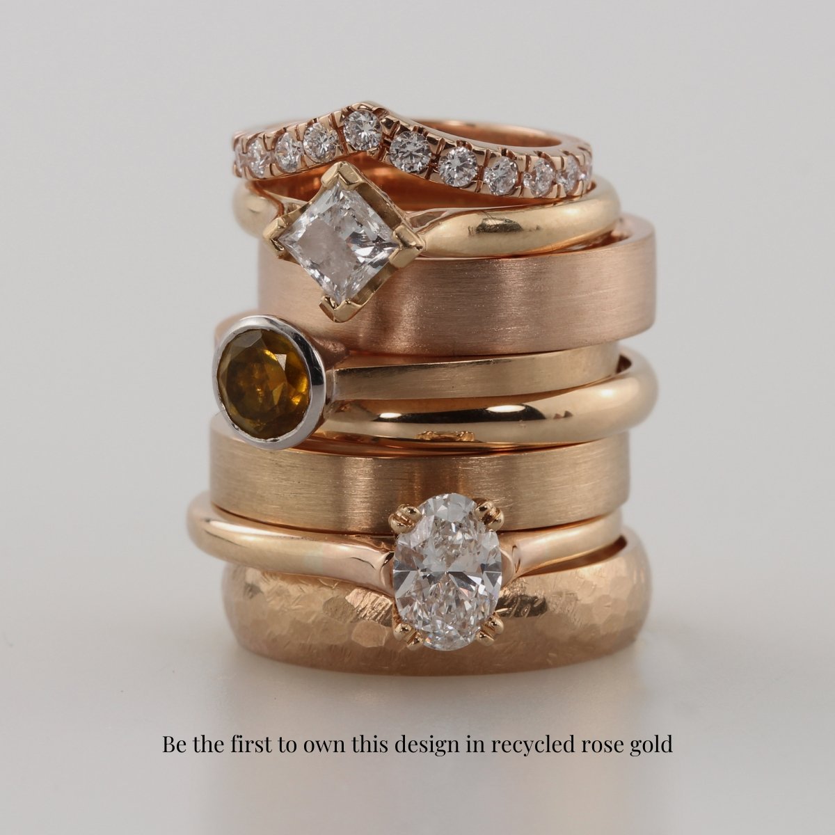 The Glass: Eco 18ct Rose Gold Diamond Bespoke Wishbone Ring