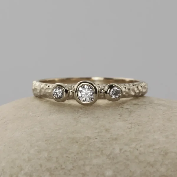 The White: 18ct White Gold Diamond or Moissanite Trilogy Engagement Ring