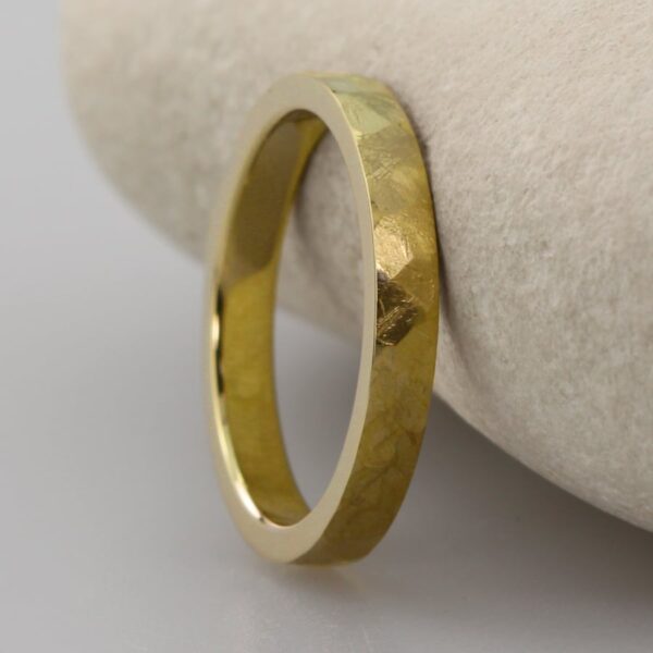 The Cavanacaw: Ethical 18ct Yellow Gold Wedding Ring with Hammered finish