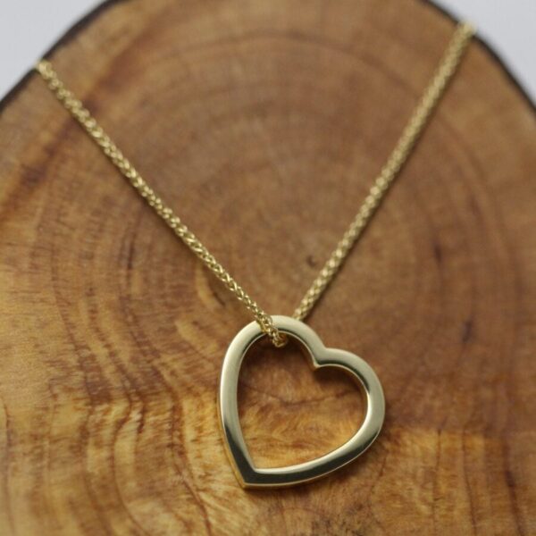 Handmade 18ct Yellow Gold Open Heart Pendant