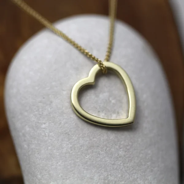 Handmade 18ct Yellow Gold Open Heart Pendant