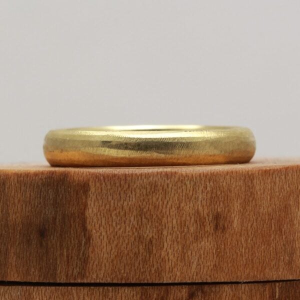 The Spey: Ethical 18ct Gold Wedding Ring with file cut finish