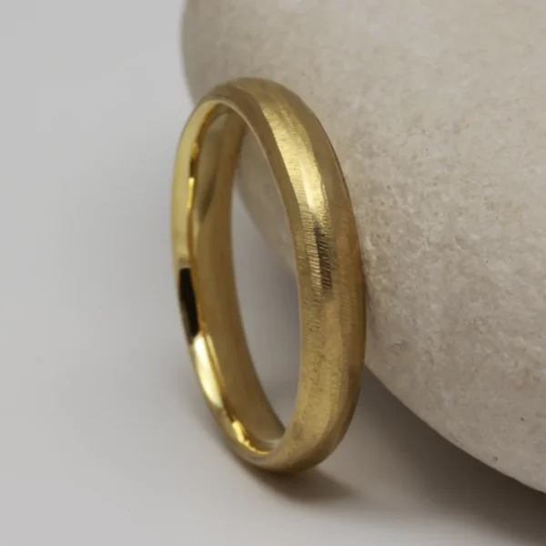 The Spey: Ethical 18ct Gold Wedding Ring with file cut finish