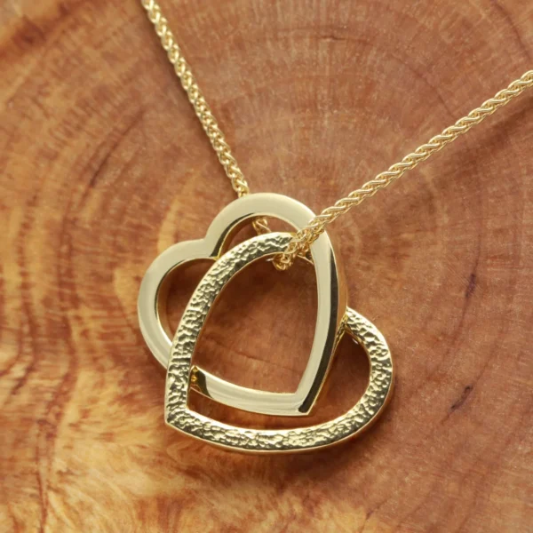 Handmade 18ct Yellow Gold Linked Open Hearts Pendant