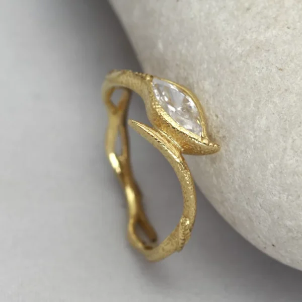 The Raven: Recycled 18ct Yellow Gold Marquise Diamond or Moissanite Engagement Ring