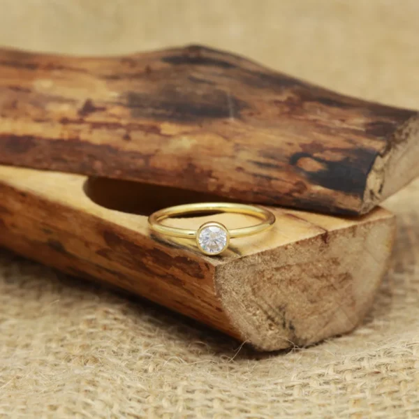 Hand Crafted 18ct Yellow Gold Diamond or Moissanite Stacking Ring