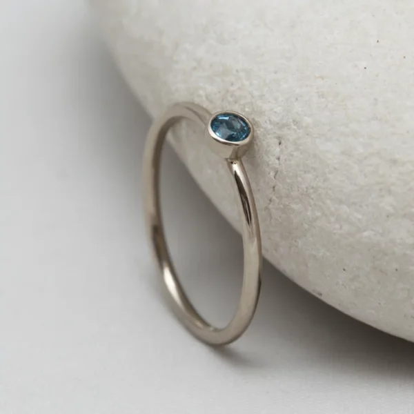 Ethical 14ct White Gold Blue Sapphire Stacking Ring