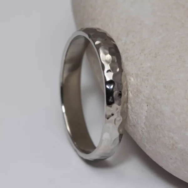 The Glenshee: Recycled 950 Platinum Wedding Ring with Hammered finish