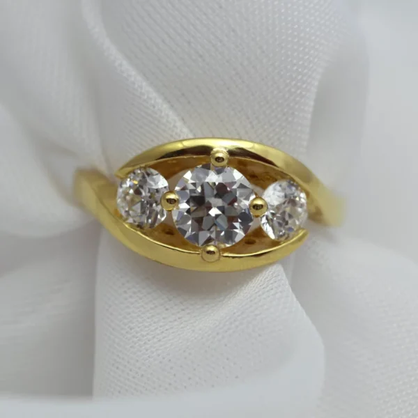 The Belgill: 18ct Yellow Gold Diamond or Moissanite Trilogy Engagement Ring (1.0 Carat Total Weight)
