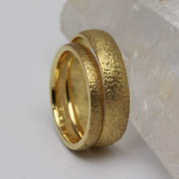 The Calders: Handmade 18ct Yellow Gold Matching Wedding Rings