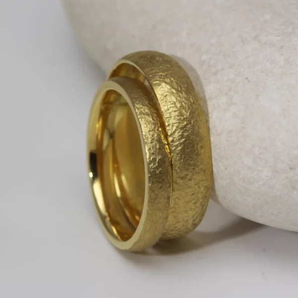 The Calders: Handmade 18ct Yellow Gold Matching Wedding Rings